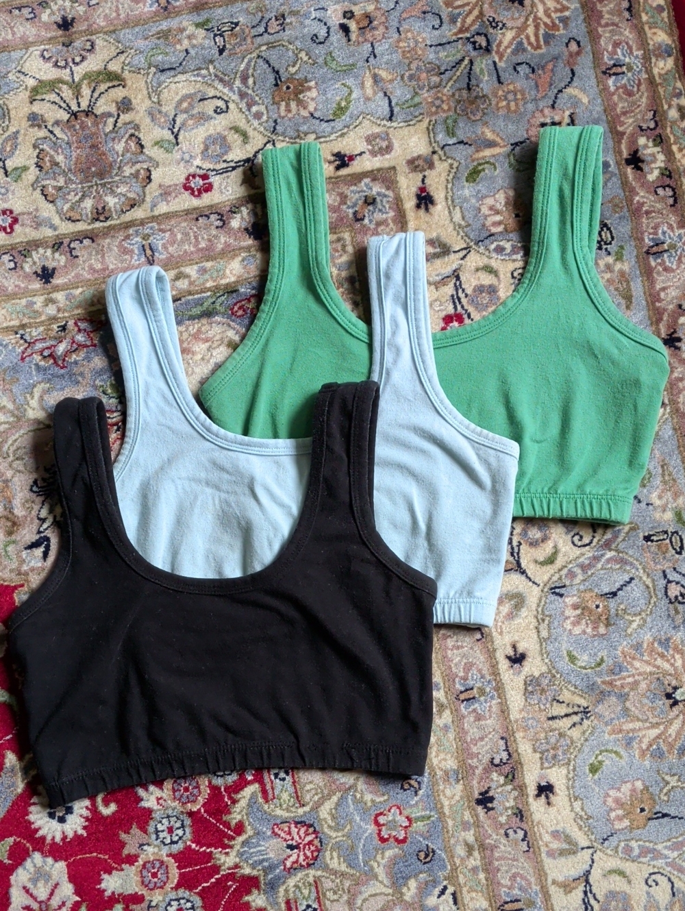 ARQ Full Coverage Bra Organic Cotton Small - Set of 3, Blue, Green, Black